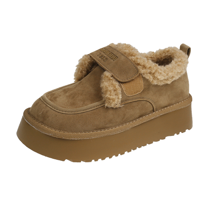 Warm Lamb Wool Winter Boots for Women Non Slip Thick Bottom Ankle Snow Boots Cotton Padded Flat Thicken Plush Shoes