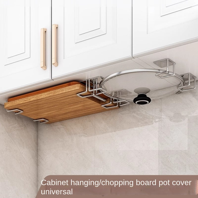 Kitchen Stainless Steel Storage Rack Wall Mounted Pot Cover Rack Cabinet Cutting Board Bottom Stora