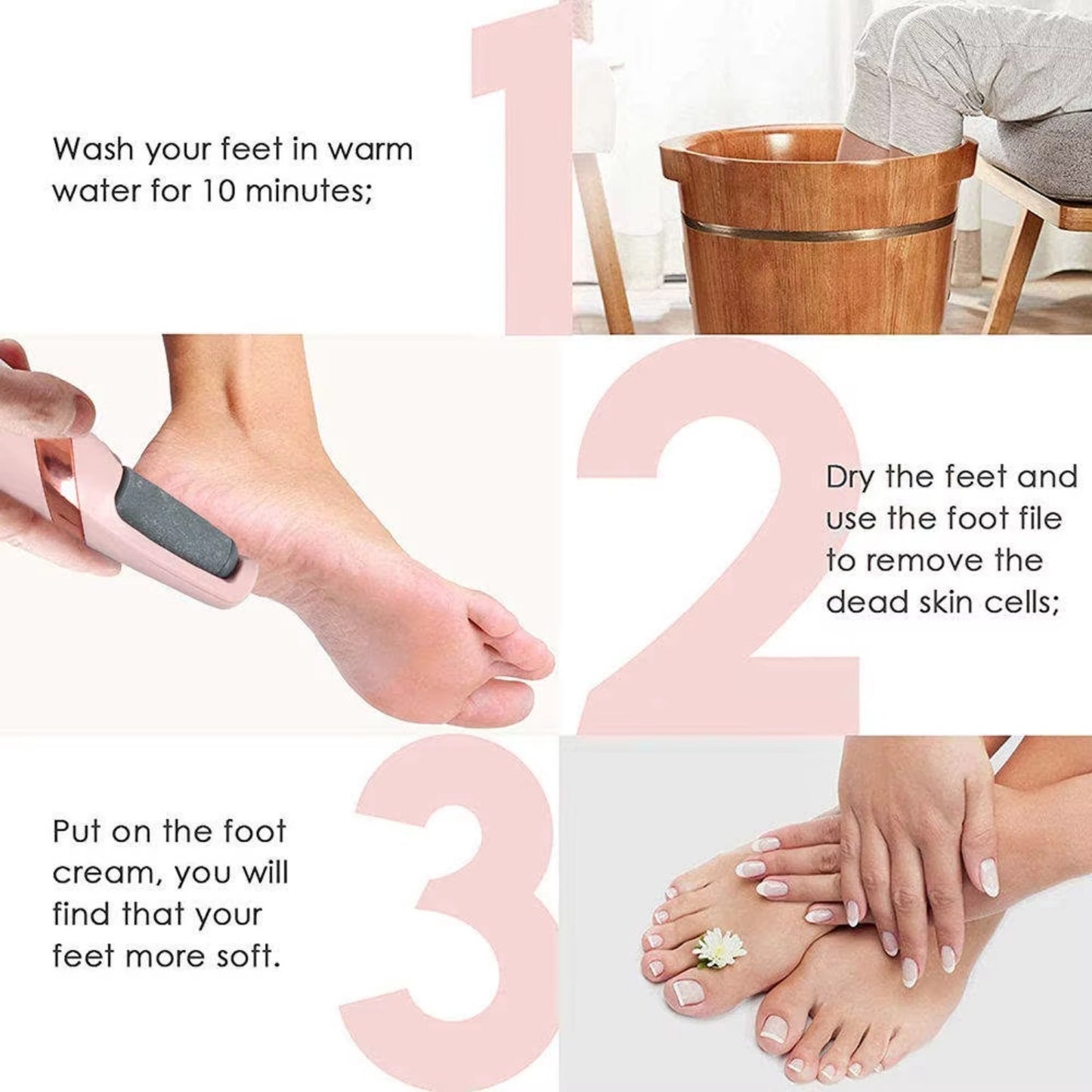 Cordless Electric Foot File Rechargeable Callus Remover For Dry Coarse Skin Men And Women 2