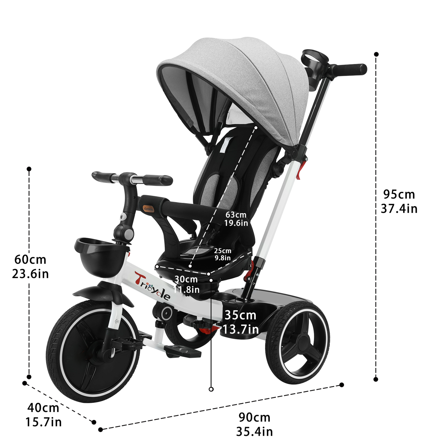 Adjustable Canopy Baby Stroller Tricycle Ride Bike By Ubravoo Sitting  Lying Quick Disassembly  Ass 6