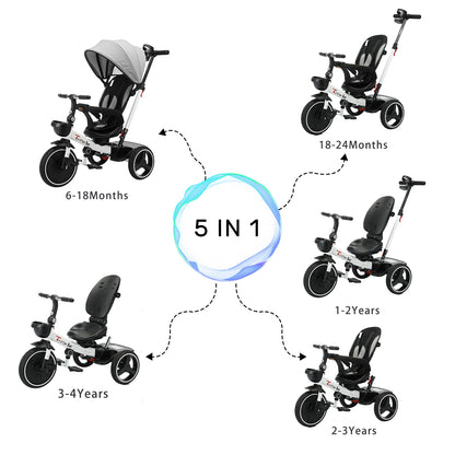 Adjustable Canopy Baby Stroller Tricycle Ride Bike By Ubravoo Sitting  Lying Quick Disassembly  Ass 2