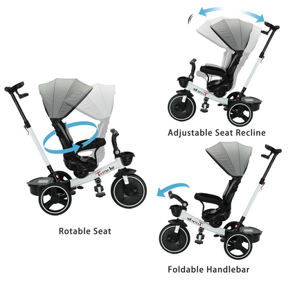 Adjustable Canopy Baby Stroller Tricycle Ride Bike By Ubravoo Sitting  Lying Quick Disassembly  Ass 3