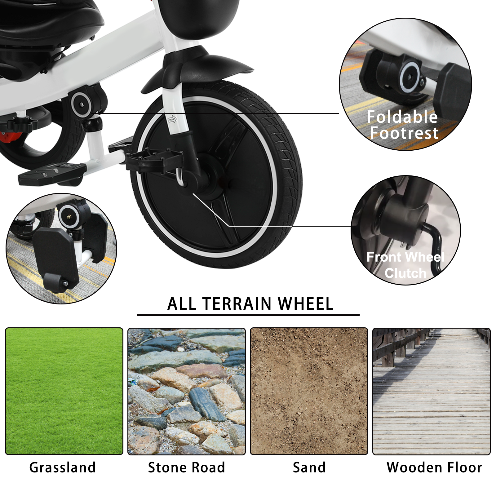 Adjustable Canopy Baby Stroller Tricycle Ride Bike By Ubravoo Sitting  Lying Quick Disassembly  Ass 5
