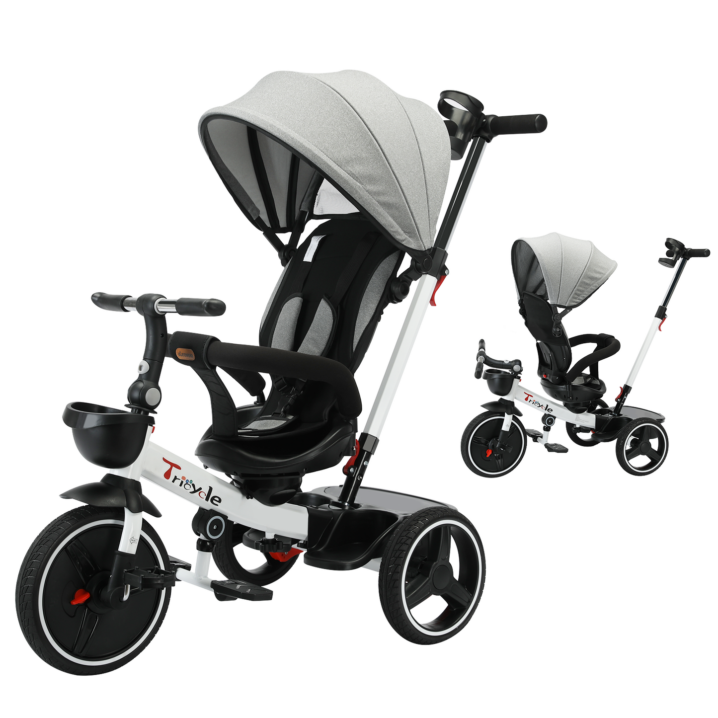 Adjustable Canopy Baby Stroller Tricycle Ride Bike By Ubravoo Sitting  Lying Quick Disassembly  Ass 1