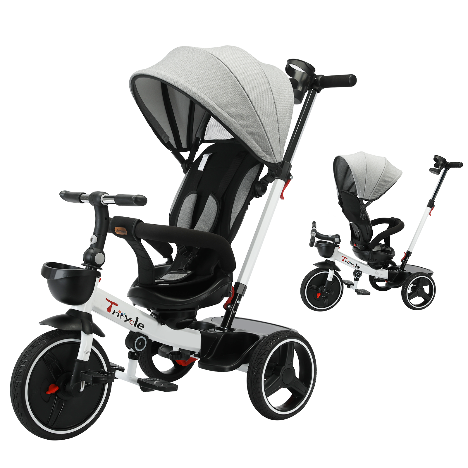Adjustable Canopy Baby Stroller Tricycle Ride Bike By Ubravoo Sitting  Lying Quick Disassembly  Ass 1