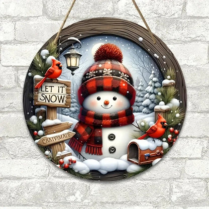 Christmas Wooden Snowman Door Sign Snowman Front Door Welcome Sign Christmas Winter Sign For Garden 1