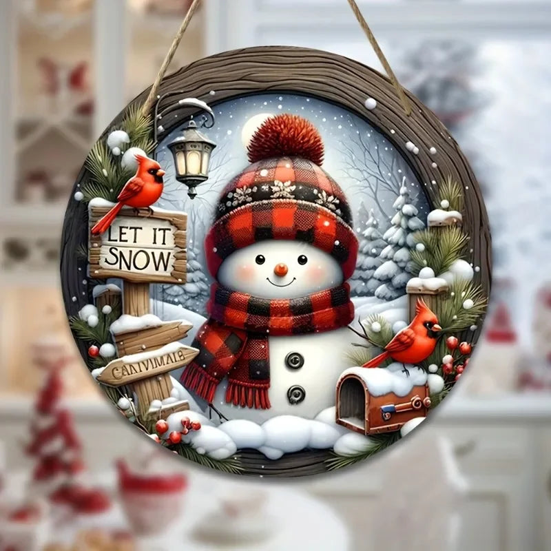 Christmas Wooden Snowman Door Sign Snowman Front Door Welcome Sign Christmas Winter Sign For Garden 2