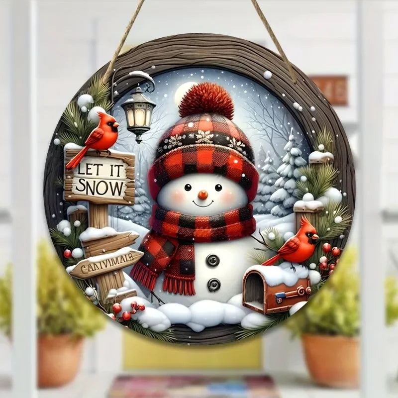 Christmas Wooden Snowman Door Sign Snowman Front Door Welcome Sign Christmas Winter Sign For Garden 3