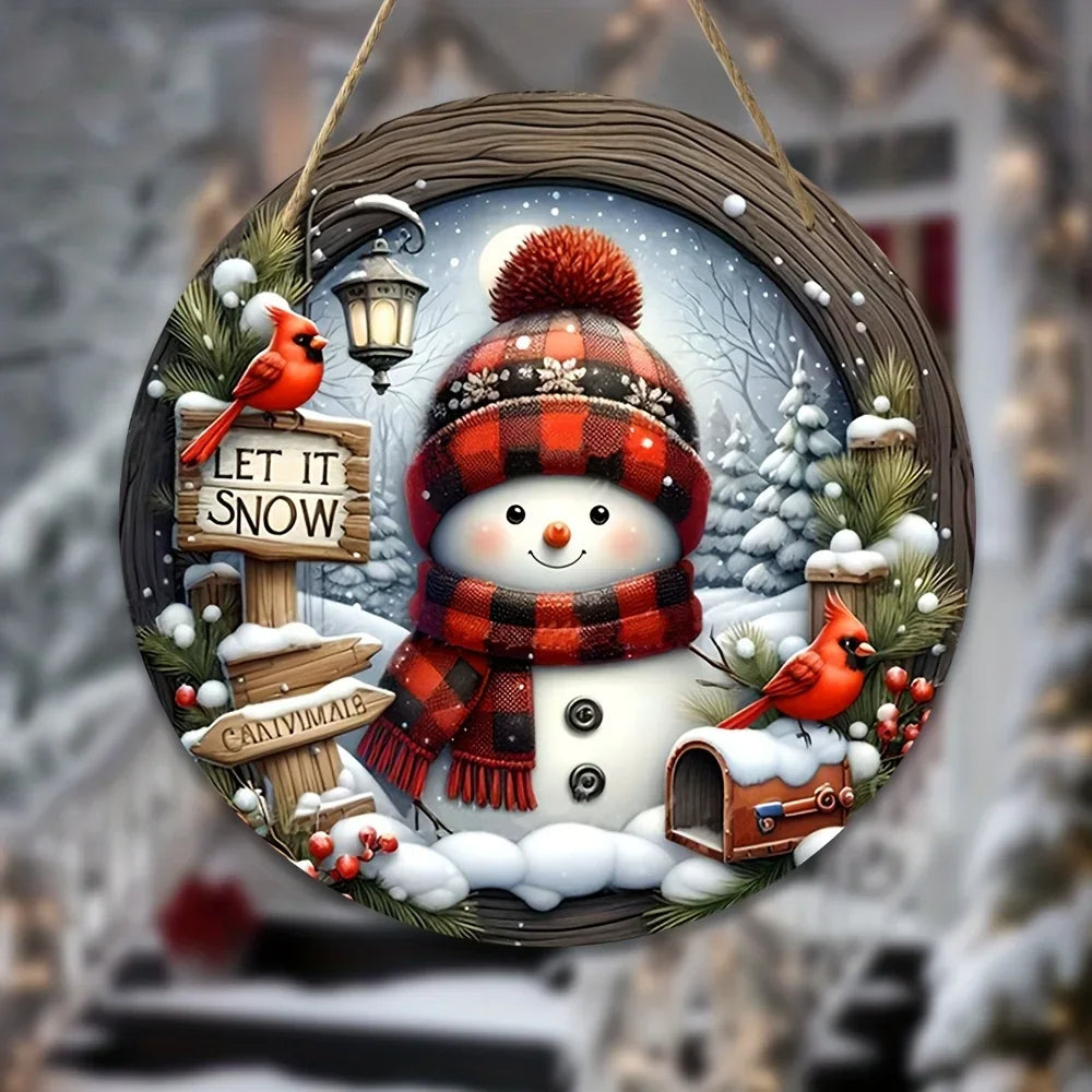 Christmas Wooden Snowman Door Sign Snowman Front Door Welcome Sign Christmas Winter Sign For Garden 4
