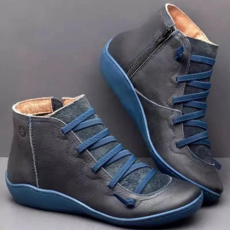 Vintage Snow Boots Women Lace Up Short Mujer Botas Nonslip Shoes 2