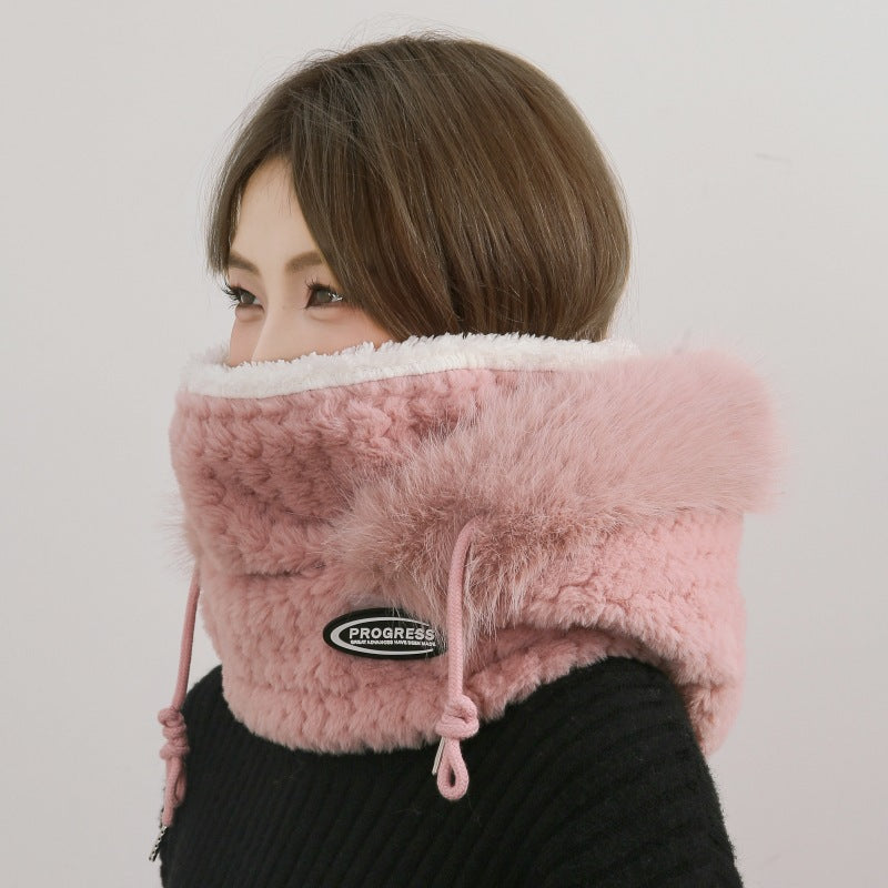 Windproof Thermal Plush Hat For Women Autumn Winter Hood Scarf And Mask Thick Ear Protection For Ou 3