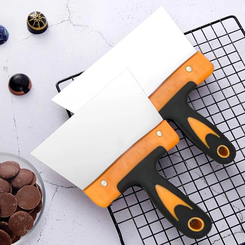 Coating Spatula for Chocolate, Stainless Steel Dough Scraper, Pizza Knife Cake Scraper for Baking