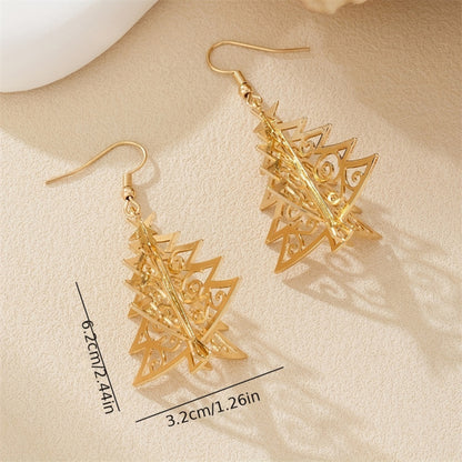 Trendy Geometric Metal Hollow Earrings Xmas Tree Snowflake Drop Earrings Jewelry Gift For Women Men 1