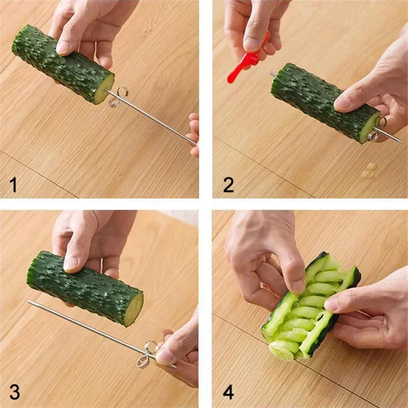 Creative Potato Spiral Cutter, Stainless Steel Vegetable Slicer, Twisted Slice Tool for Kitchen