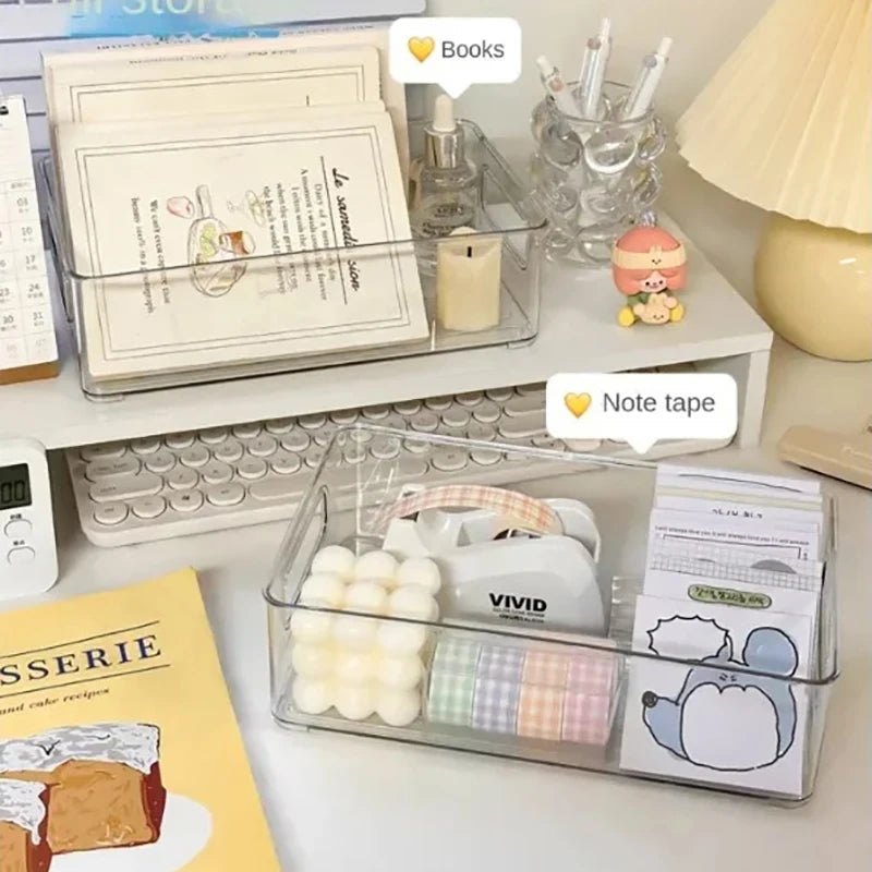 Acrylic Storage Box Desktop Cosmetics Organizer Transparent Plastic Box Household Facial Mask Skin  4