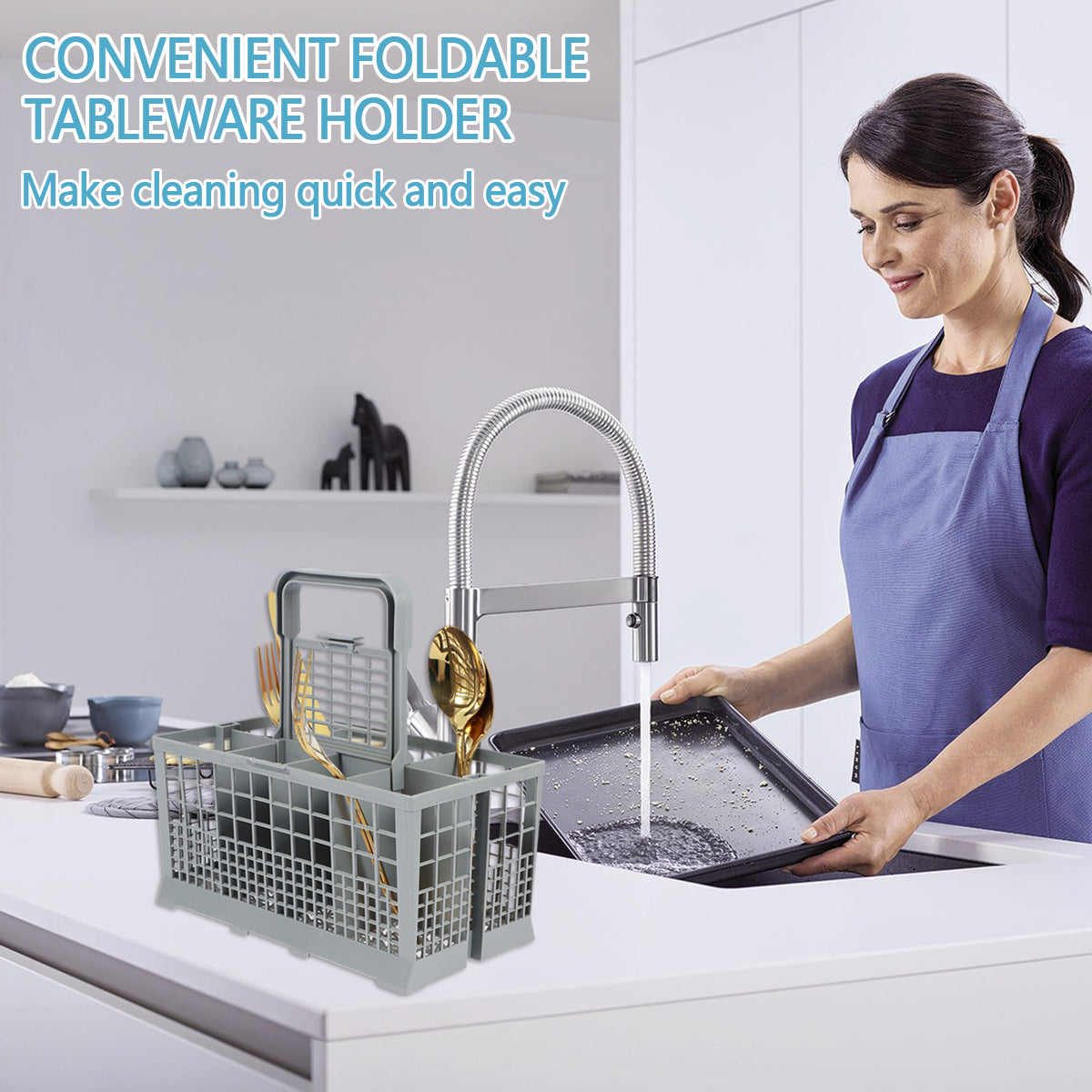Multifunctional Dishwasher Basket Universal Foldable Cutlery Holder Knife And Fork Storage Accessor