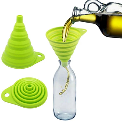 Portable Silicone Collapsible Mini Funnel for Fuel, Oil, Beer, and Kitchen Use