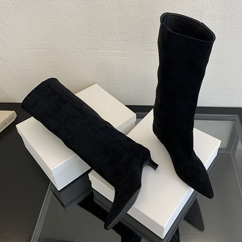 Sexy Women KneeHigh Boots Autumn Winter Street Style Pointed Toe Thin Low Heels Cowboy Ladies Long  1