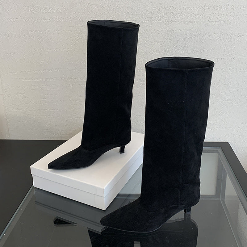 Sexy Women KneeHigh Boots Autumn Winter Street Style Pointed Toe Thin Low Heels Cowboy Ladies Long  2