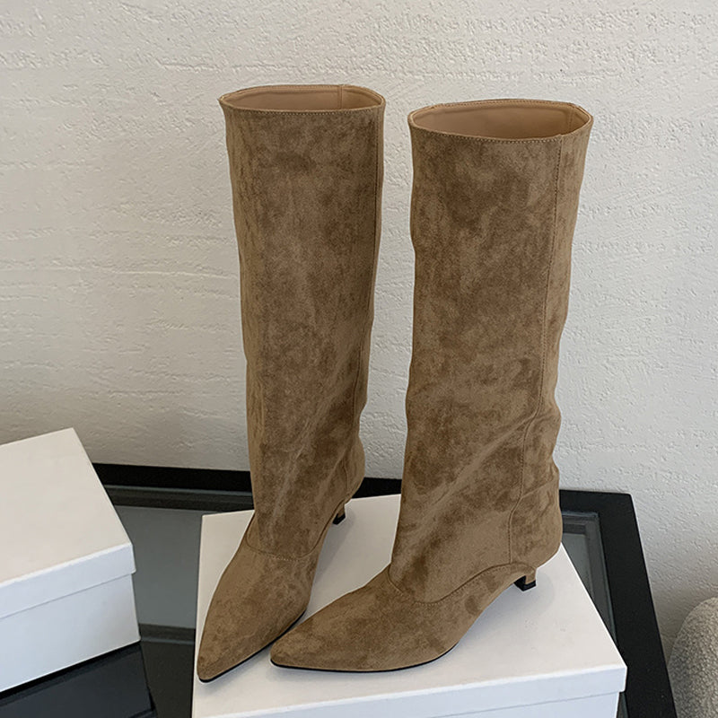 Sexy Women KneeHigh Boots Autumn Winter Street Style Pointed Toe Thin Low Heels Cowboy Ladies Long  3
