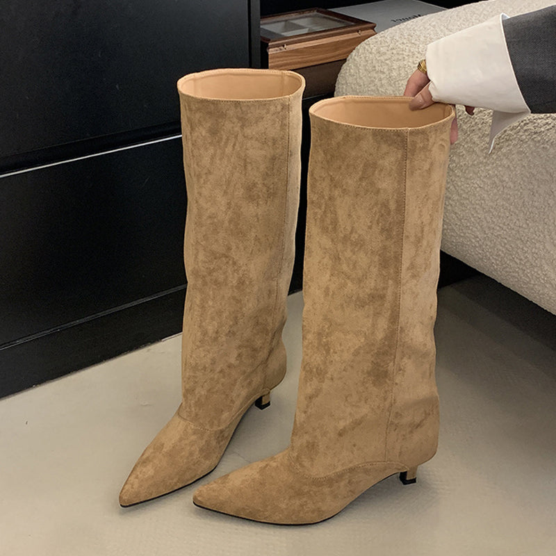 Sexy Women KneeHigh Boots Autumn Winter Street Style Pointed Toe Thin Low Heels Cowboy Ladies Long  5