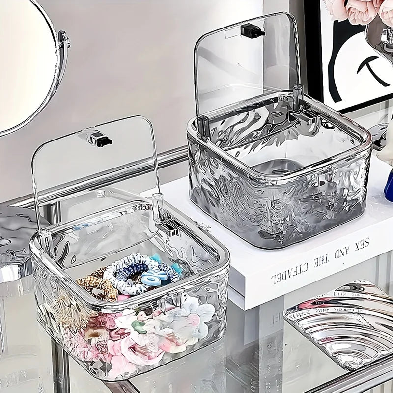 Clear Acrylic Hair Accessories Organizer Storage Box For Headbands Bows Cotton Swabs Bathroom Organ