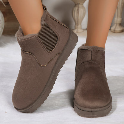 New Winter Women Short Plush Warm Snow Boots Casual Shoes Suede Fur Chelsea Ankle Boots Flats Platf 2