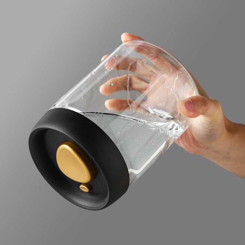 Coffee Bean Sealed Jar, Glass Kitchen Storage, Moisture-Proof, Vacuum Pressed Tea Rice Peanut Storage