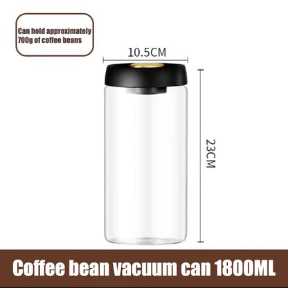 Coffee Bean Sealed Jar, Glass Kitchen Storage, Moisture-Proof, Vacuum Pressed Tea Rice Peanut Storage