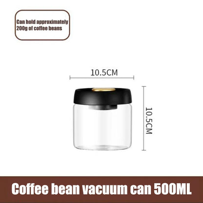 Coffee Bean Sealed Jar, Glass Kitchen Storage, Moisture-Proof, Vacuum Pressed Tea Rice Peanut Storage