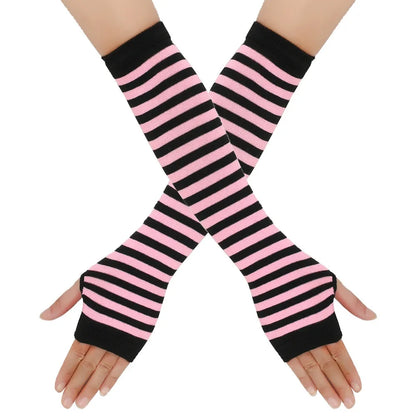 Warmer Knitted Long Finger Less Gloves Fashion Lady Emo Mittens Christmas Elbow Gloves 6