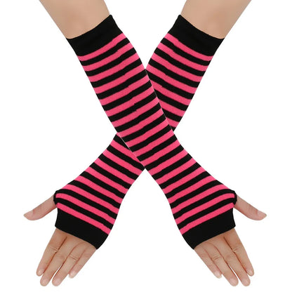 Warmer Knitted Long Finger Less Gloves Fashion Lady Emo Mittens Christmas Elbow Gloves 7