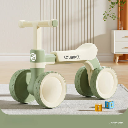 4-Wheel Walker Baby Balance Bike, First Pedal-Free Ride-On Toy for Toddlers