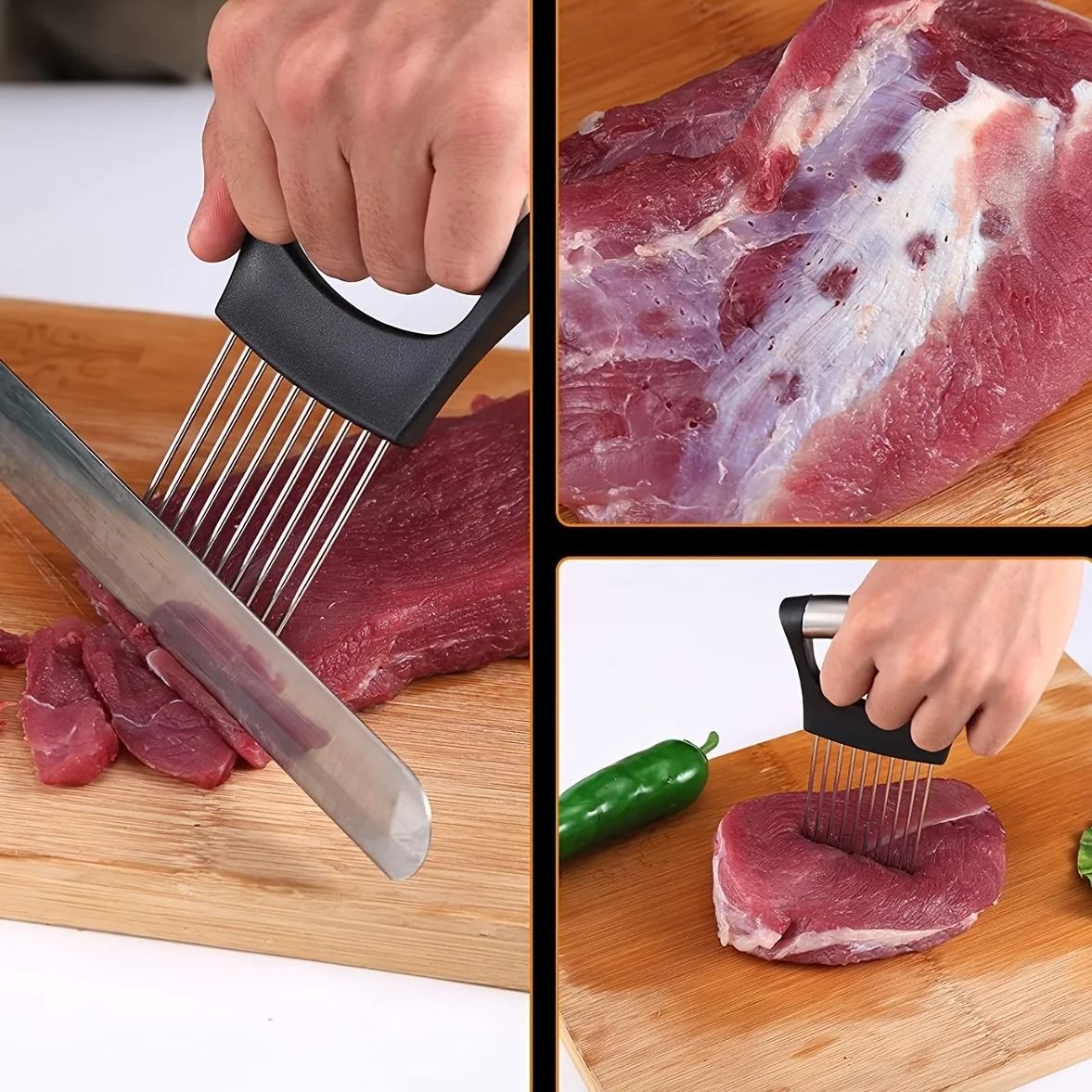 Stainless Steel Onion Slicer Holder And Vegetable Cutting Guide 2