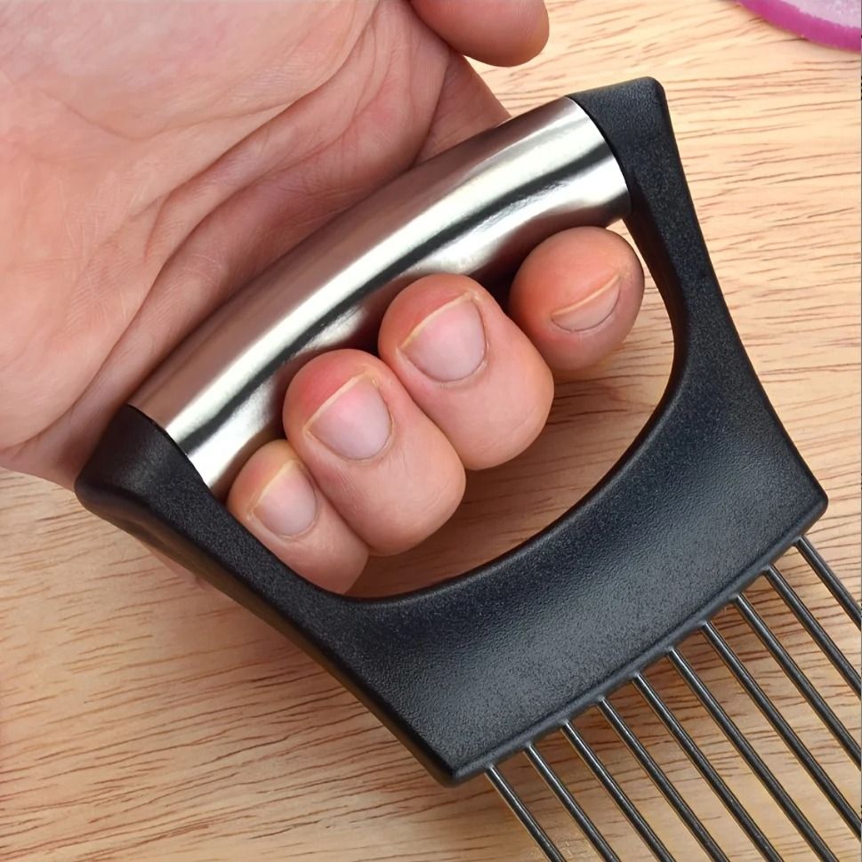 Stainless Steel Onion Slicer Holder And Vegetable Cutting Guide 4