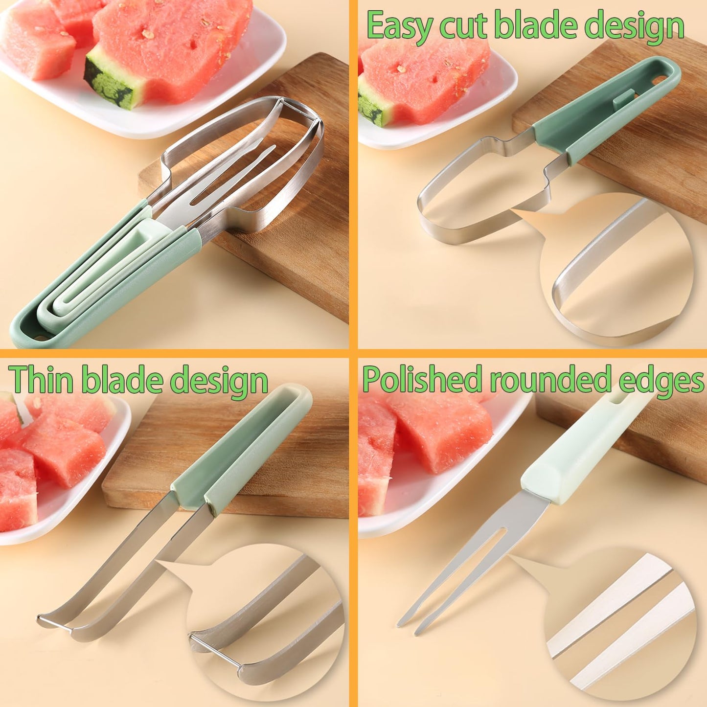 Watermelon Windmill Cutter Set, Summer Fruit Fork Knife Slicer, Stainless Steel Tool for Easy Cutting at Home
