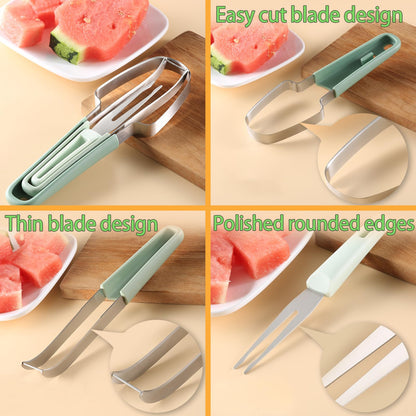 Watermelon Windmill Cutter Set, Summer Fruit Fork Knife Slicer, Stainless Steel Tool for Easy Cutting at Home