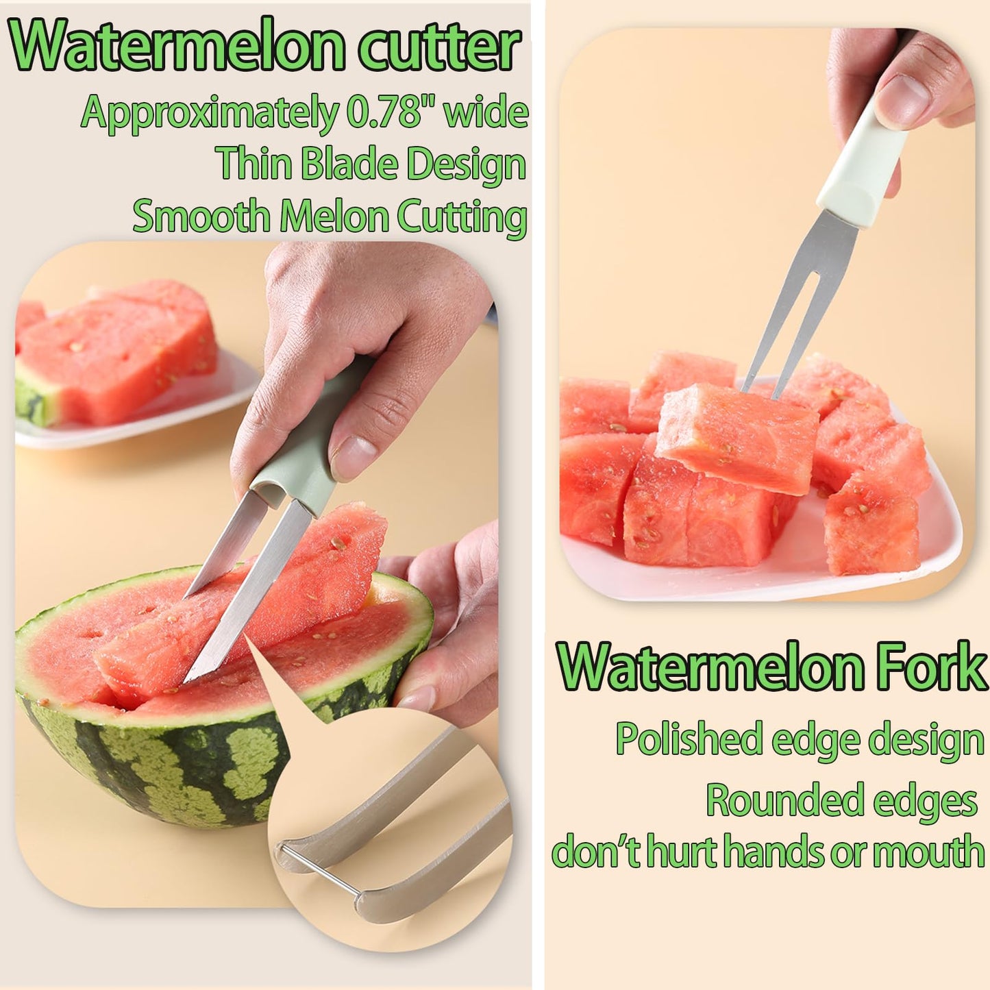 Watermelon Windmill Cutter Set, Summer Fruit Fork Knife Slicer, Stainless Steel Tool for Easy Cutting at Home