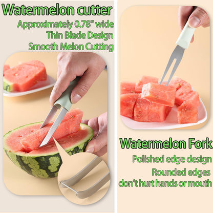 Watermelon Windmill Cutter Set, Summer Fruit Fork Knife Slicer, Stainless Steel Tool for Easy Cutting at Home