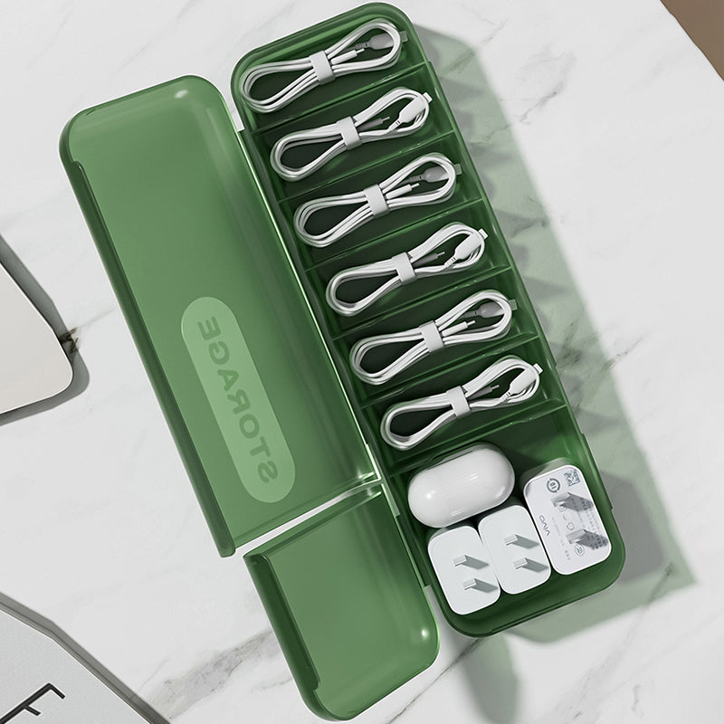 Desktop Covered Data Cable Storage Box, Power Charging Cable Sorting Tool