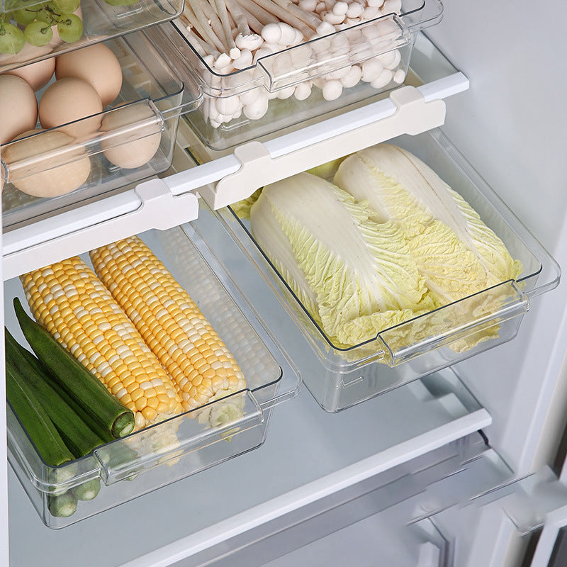 Refrigerator Drawer Style Food Storage Box, Sliding Plastic Cooking Container, Fruit Packaging Machine Shelf Support