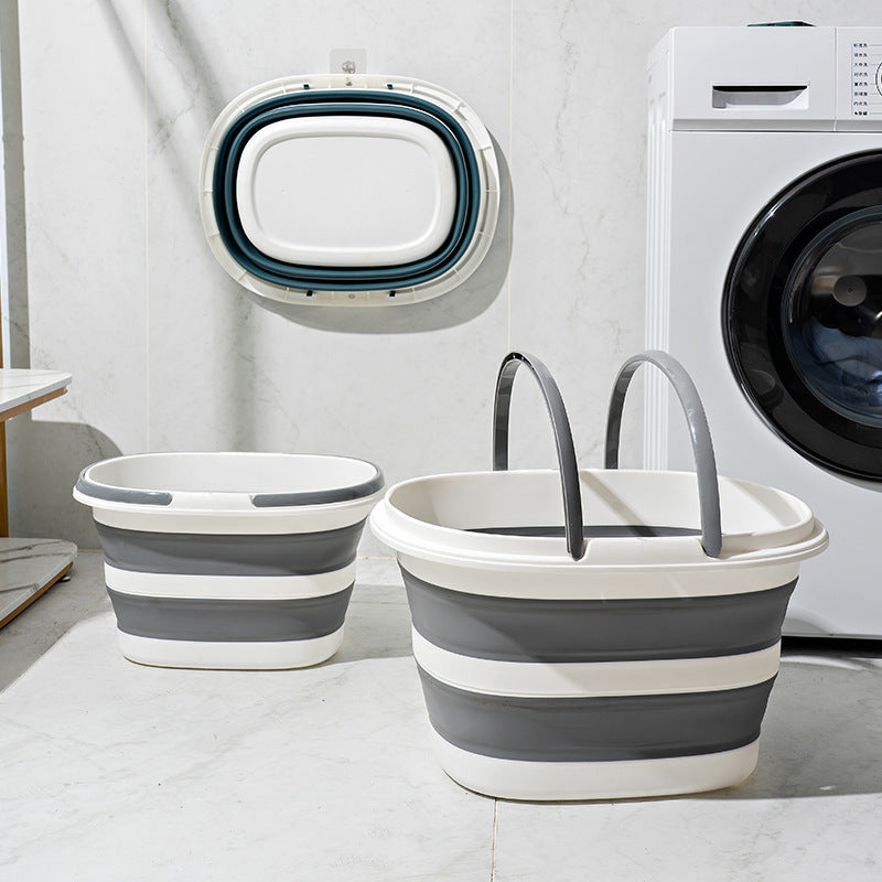 Home Foldable Laundry Bucket, Multi-purpose Dirty Clothes Basket, Portable Storage Mop Bucket, Square Double Handled