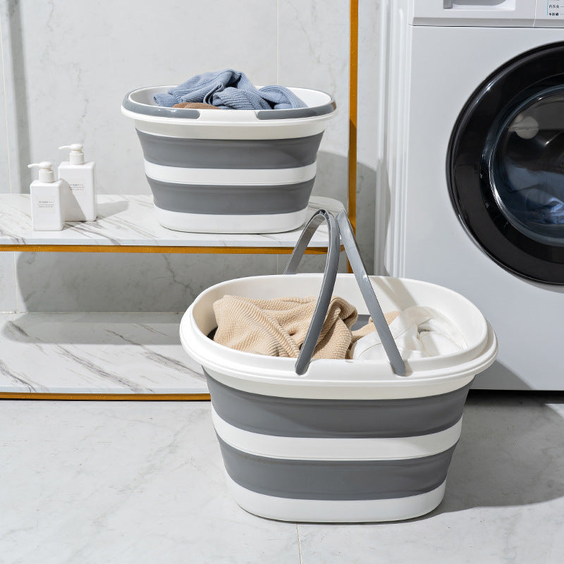 Home Foldable Laundry Bucket Multipurpose Dirty Clothes Basket Portable Storage Mop Bucket Square D