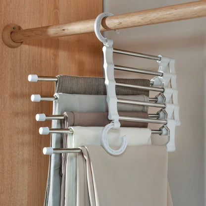 Telescopic Folding Pants Rack, Multi-layer Pants Hanger, Household Magic Pants Clip for Wardrobe Storage