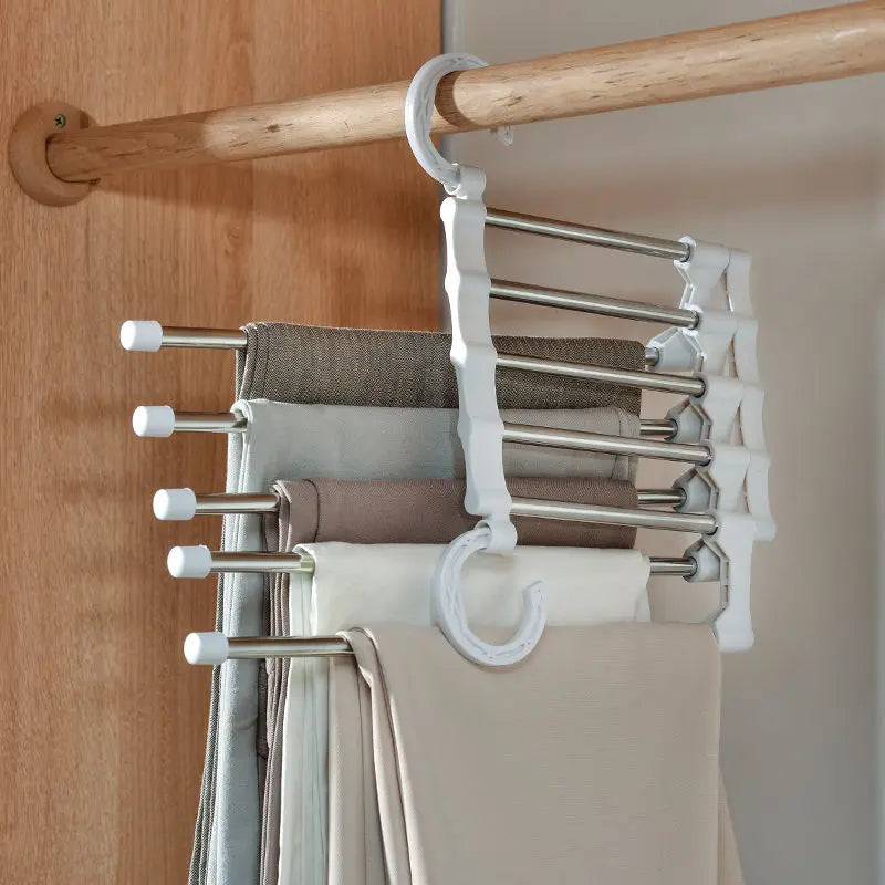 Telescopic Folding Pants Rack Multilayer Pants Hanger Household Magic Pants Clip For Wardrobe Stora 2