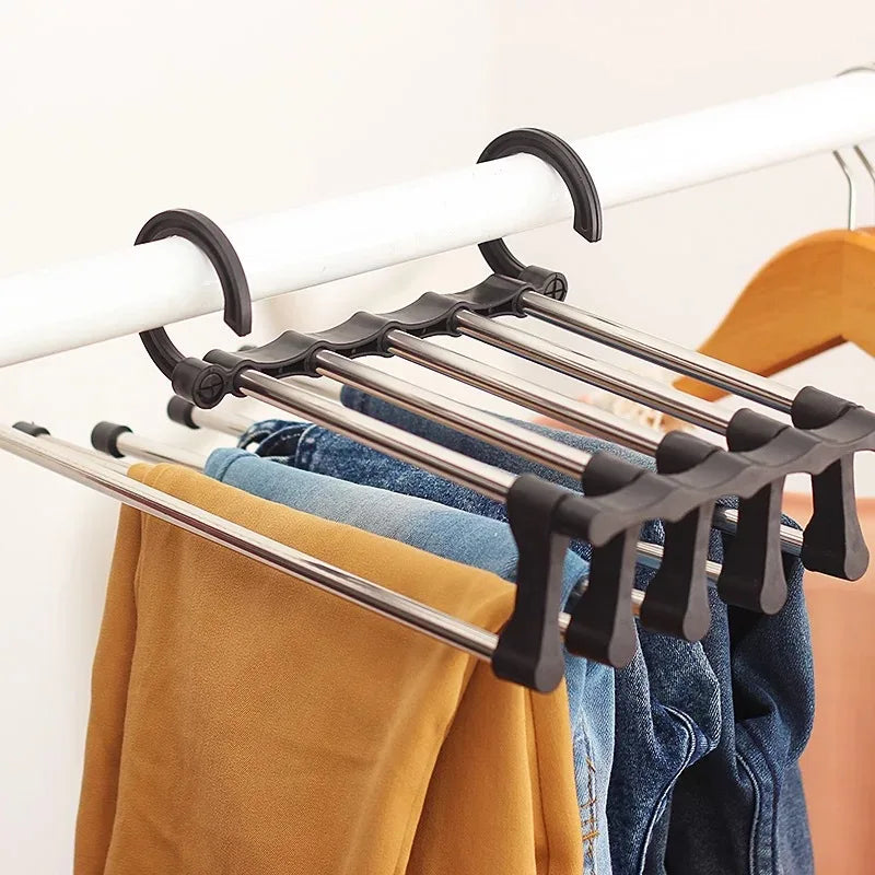 Telescopic Folding Pants Rack Multilayer Pants Hanger Household Magic Pants Clip For Wardrobe Stora 3
