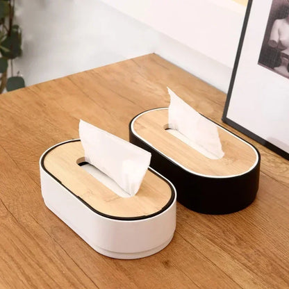 Bamboo tissue box holder, toilet paper box napkin holder case, tissue paper dispenser storage box for home