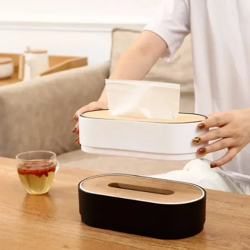 Bamboo Tissue Box Holder Toilet Paper Box Napkin Holder Case Tissue Paper Dispenser Storage Box For 1