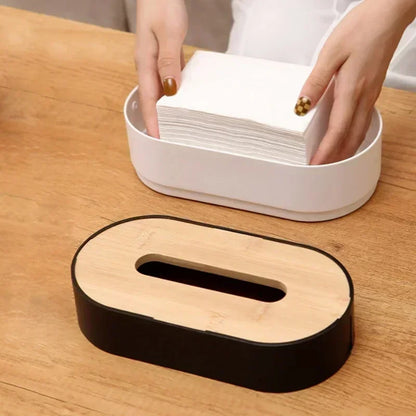 Bamboo Tissue Box Holder Toilet Paper Box Napkin Holder Case Tissue Paper Dispenser Storage Box For 2
