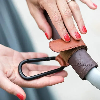 360 Degree Rotatable PU Leather Stroller Hook, Pram Hook Organizer, Baby Cart Accessories, Stroller Crochet Hook